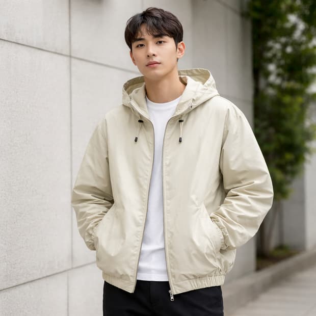 젠틀커버 후드 집업 자켓 아이보리