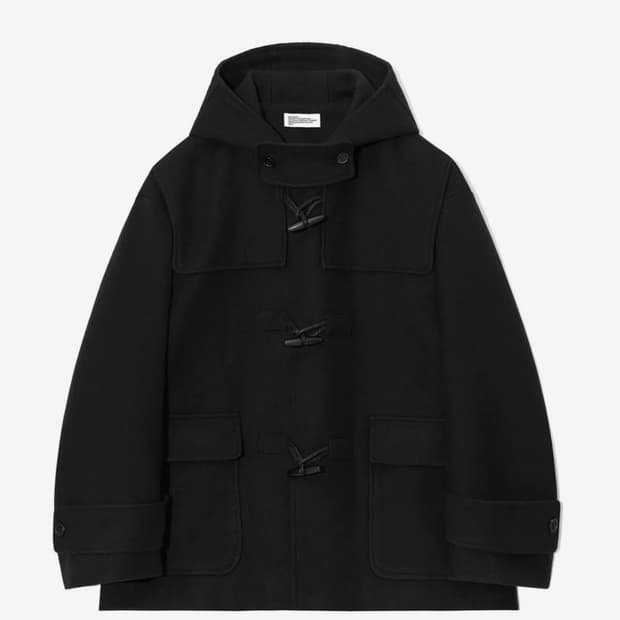 오버사이즈 멜톤 콘보이 더플 코트 블랙 m