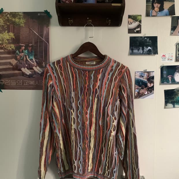 old country 패턴 빈티지 니트