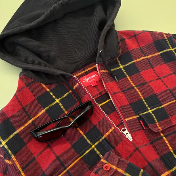 Supreme 슈프림 써멀 후디드 타탄체크 아노락 플란넬