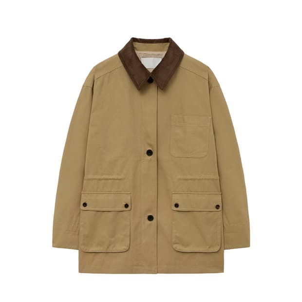 드로우핏 우먼 코튼 하프 워크 자켓 베이지