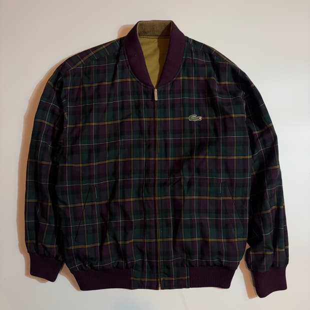 라코스테 체크 리버시블 블루종 자켓