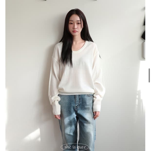 쉬이즈큐트  니트웨어 피크닉 니트 아이보리(새상품)