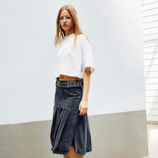 Lcdc 데님 플리츠 스커트