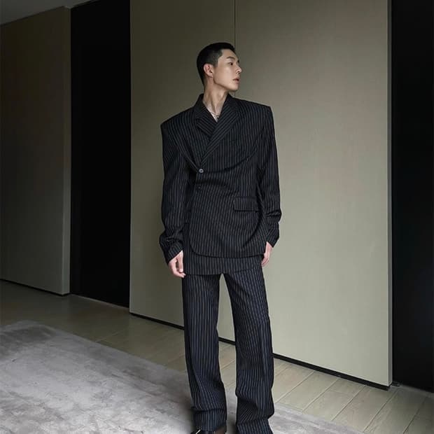 Weave studio 렉토맛 스트라이프 랩 블레이저 셋업 XL