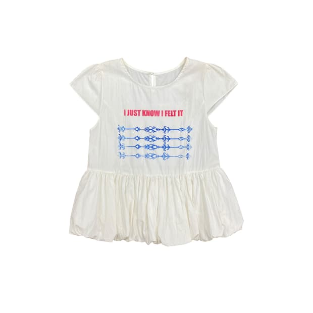 Printed Frill White Top 
