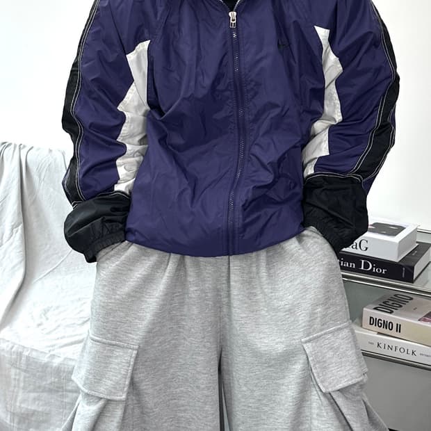 나이키 90s 퍼플 오버핏 바람막이 M