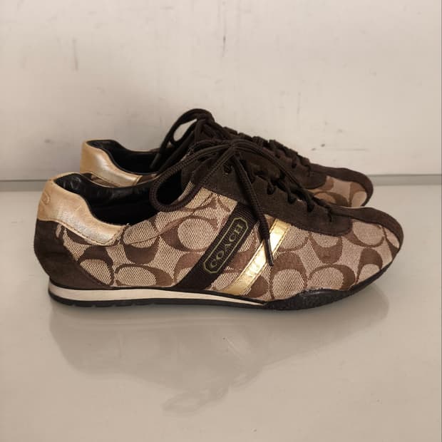 6 230mm 코치 시그니처 골든 스니커즈