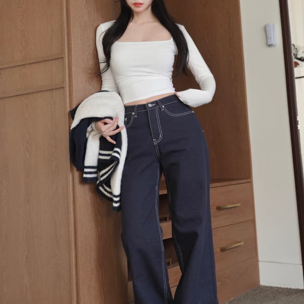 [카인다미] 골반볼륨업 생지 와이드진 S