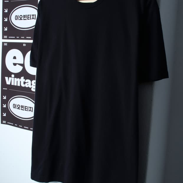 (XL) 헤인즈 반팔 티셔츠 USA 빔즈 협업 무지 블랙-H36731