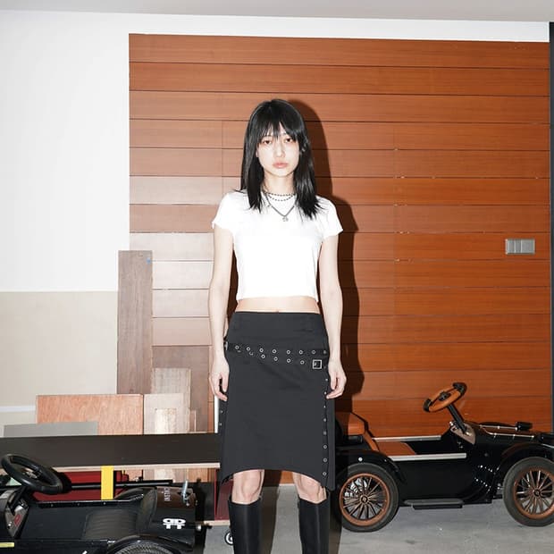 데어드 스커트  Dared EYELET STRAP MIDI SKIRT