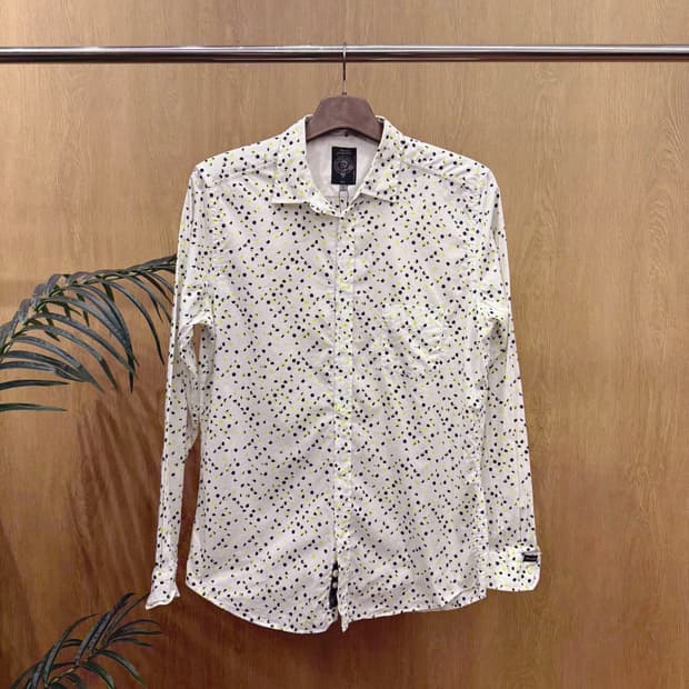 디젤 인더스트리 스트릿 패턴 긴팔 셔츠 도트 그래픽 디테일 화이트