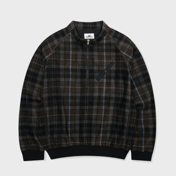 썬러브 Plaid Player Fleece Pullover Dark Br