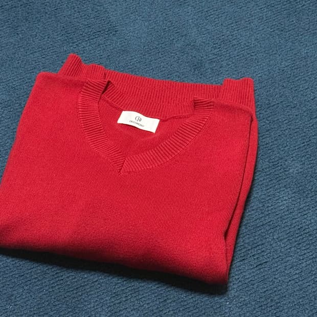 [2] 데꼬로소 소프트 코튼 브이넥 니트 [딥 레드]