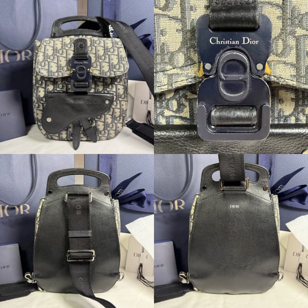 [풀구성] 디올 오블리크 자카드 그레인드 카프스킨 갤럽 슬링백 숄더백  