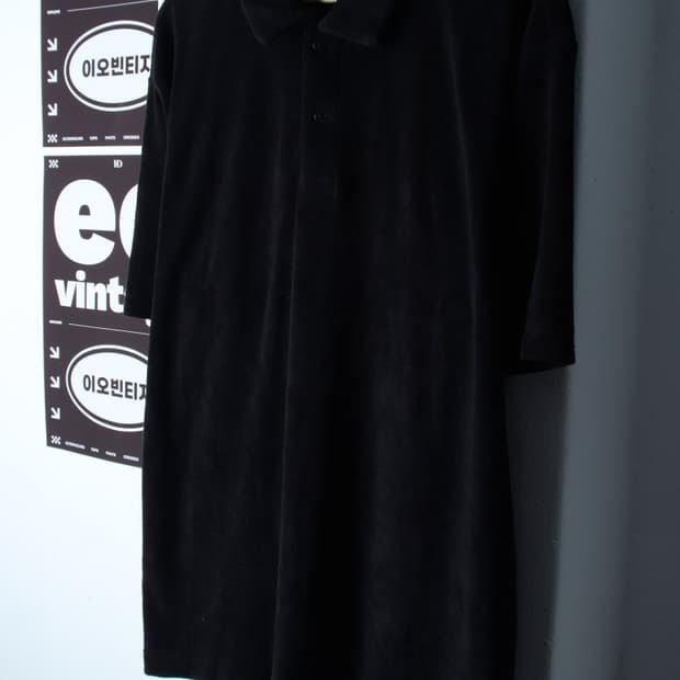 (L-XL) 무신사 스탠다드 반팔 카라 티셔츠 부클 블랙-H32360