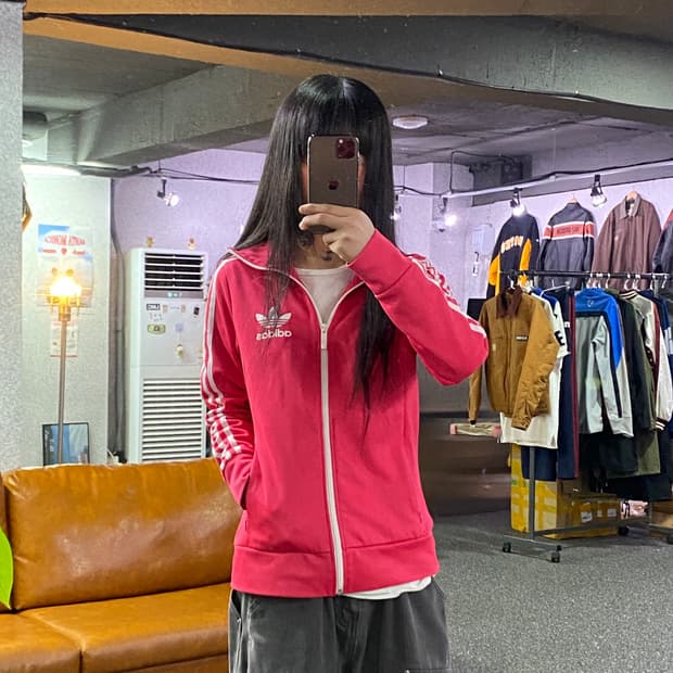 아디다스 삼선 사이드라인 유로파 핫핑크 트랙 탑 져지 B5503