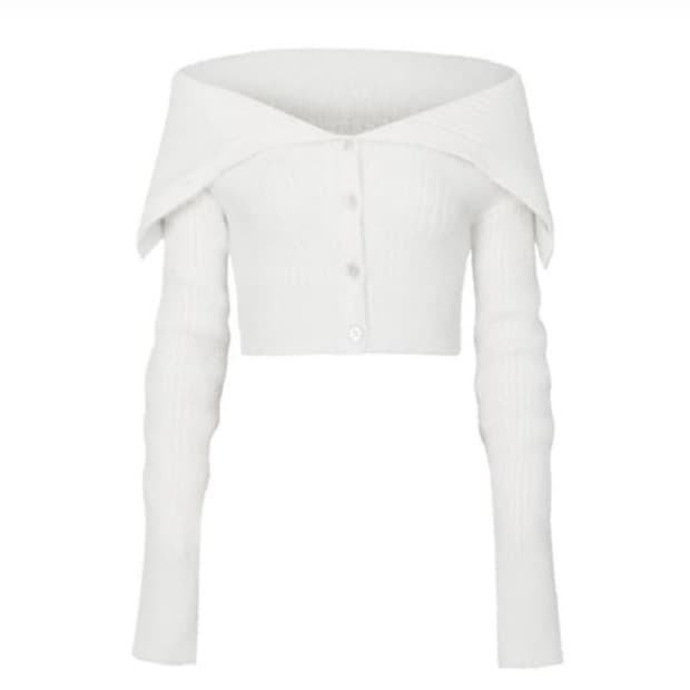 페인오어플레져 페탈 오프숄더 가디건 수지 옷