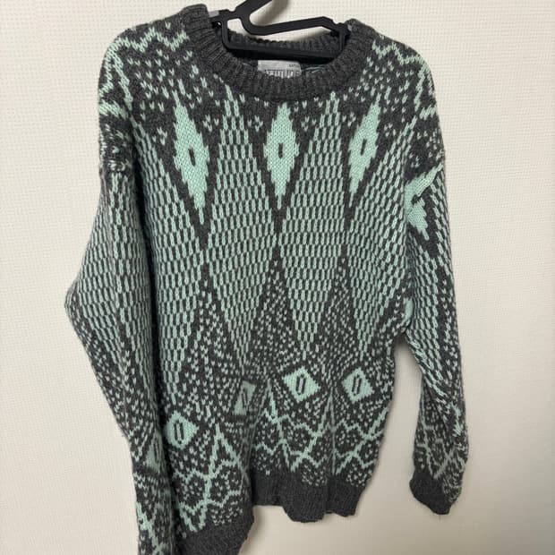 빈티지 패턴 울 니트 스웨터 