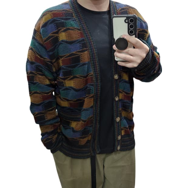 95-100) 이태리제 빈티지 패턴 니트 가디건 쿠지맛