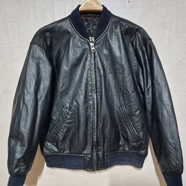 LEVIS 리바이스 레트로 블랙 가죽 리버스블 봄버