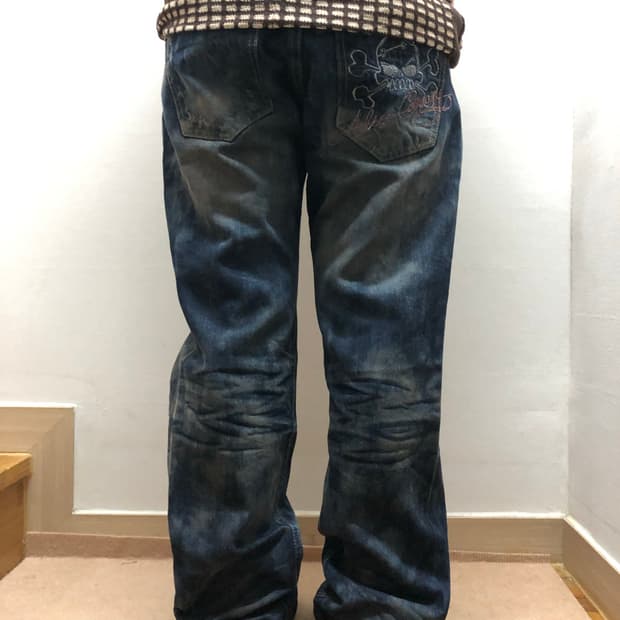 빈티지 데님 워싱 펑크 팬츠