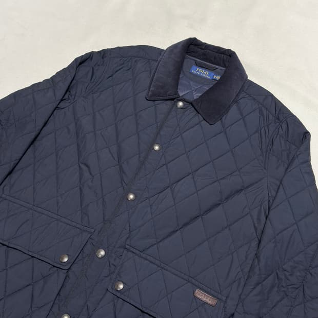 1XB 폴로랄프로렌 코듀로이 카라 네이비 퀼팅 자켓