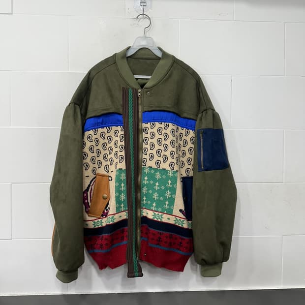 일본 빈티지 패치워크 스웨이드 자켓