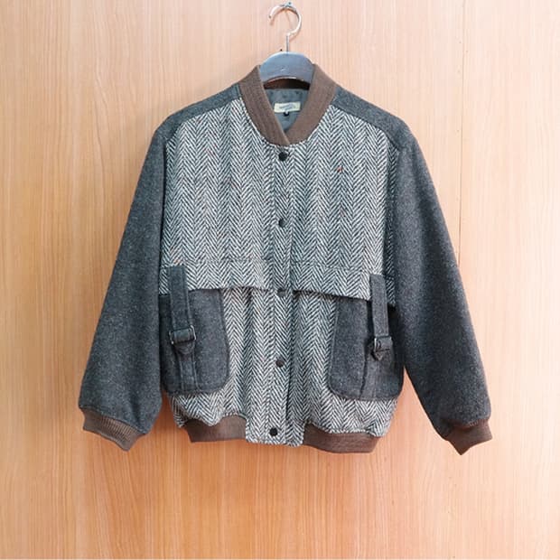 80-90s 울80% 빈티지 헤링본 자켓 우먼프리
