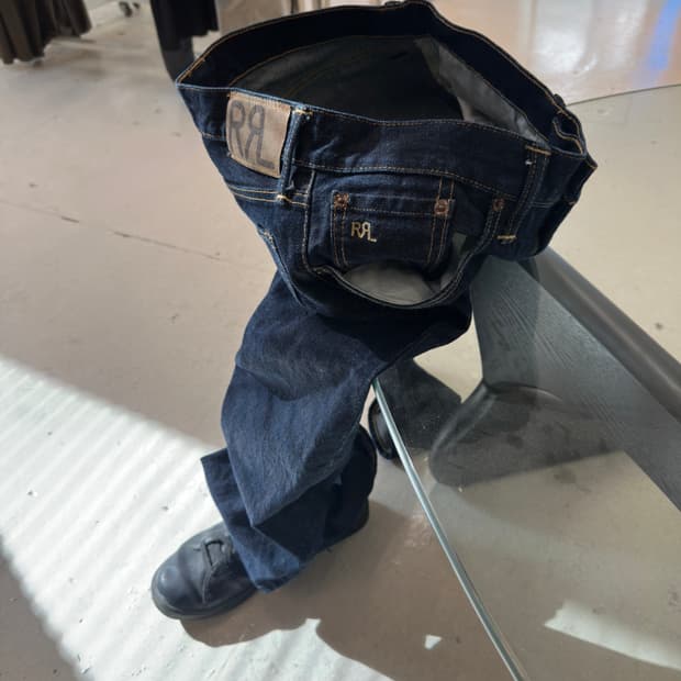 Rrl 더블알엘 슬림내로우 논워시 블루데님팬츠