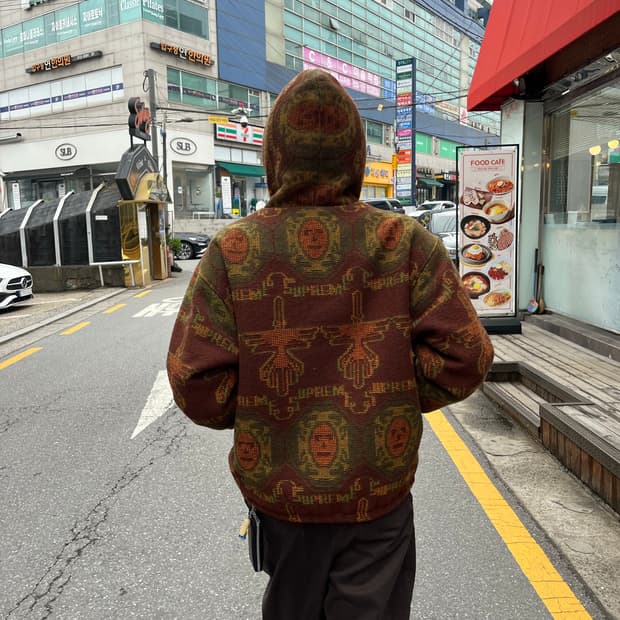 22fw 슈프림 우븐 후드 자켓 러스트 L