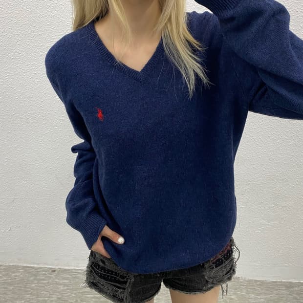 폴로 랄프로렌 레드포니 보카시블루 브이니트 M
