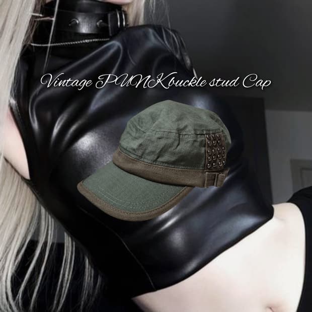Vintage PUNK buckle stud Cap
