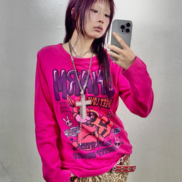 키치펑크 레터링 롱슬리브