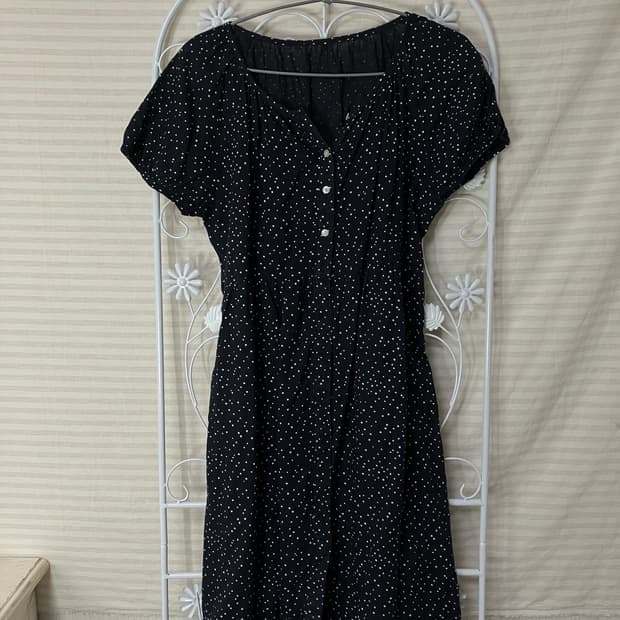 빈티지 네이비 땡땡이 레이스 원피스 y2k 스트릿 갸루 펑키 일본빈티지