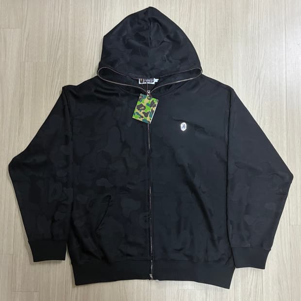 베이프 솔리드 카모 자카드 후드집업 블랙 XL