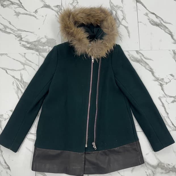 산드로 레더 트리밍 코트