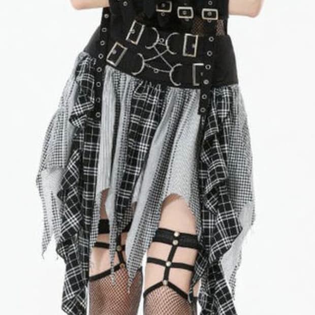 DARK IN LOVE 락샵 다크인러브 플레이드 패치워크 스커트