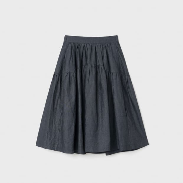 버뮬라 SHEER FLARED SKIRT (NAVY)