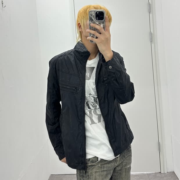 RAGEBLUE y2k pocket detail biker jacket
