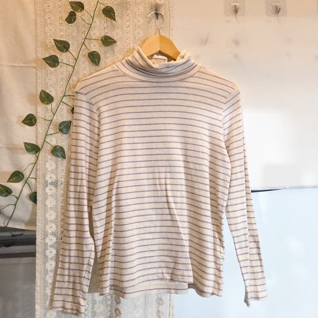 sm2 연보라 스트라이프 목폴라 슬리브