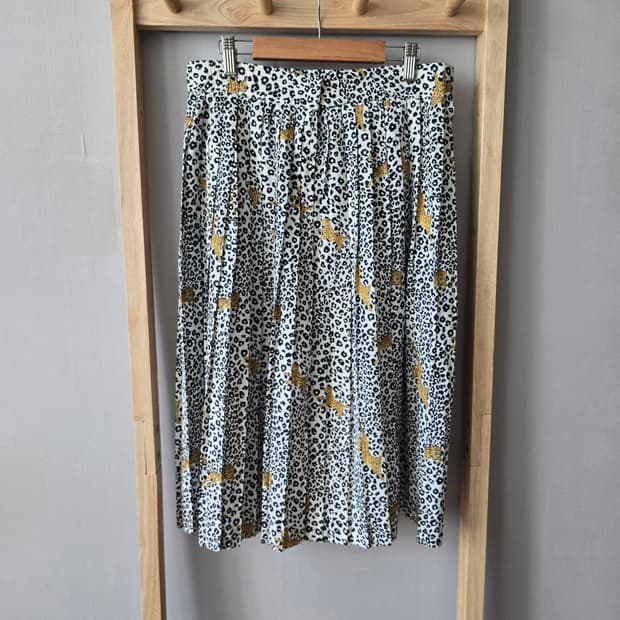 90s 빈티지 골드 레오파드 플리츠 스커트