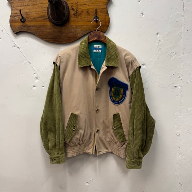 F) 8-90s Japan Corduroy Mix Patch Bomber