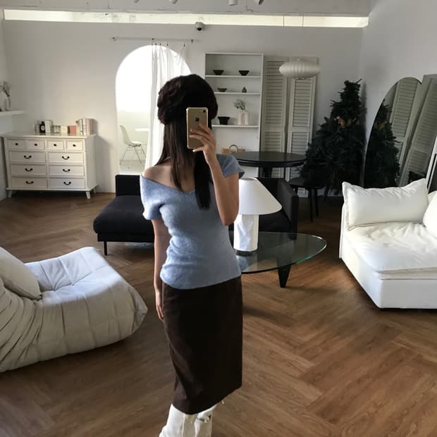 vintage suede brown skirt (26inch)