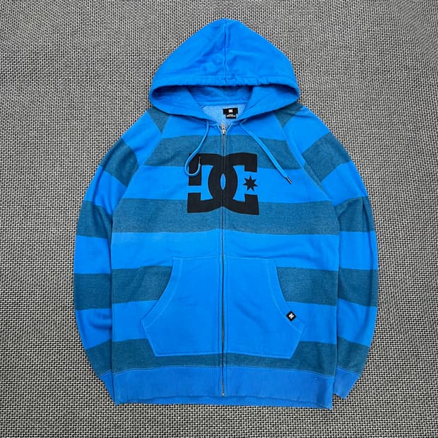 DC 블루 스트라이프 빅로고 후드집업