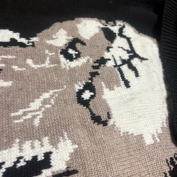 메종 키츠네 폭스 헤드 블랙 니트 L