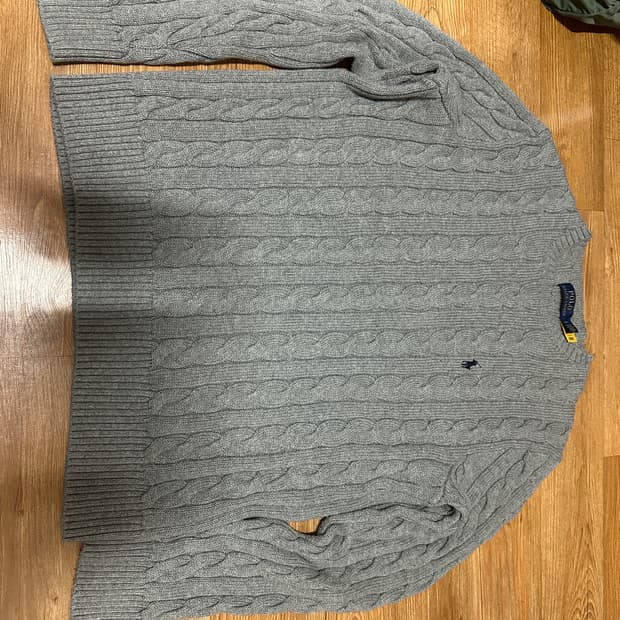 폴로 그레이 케이블 니트 L