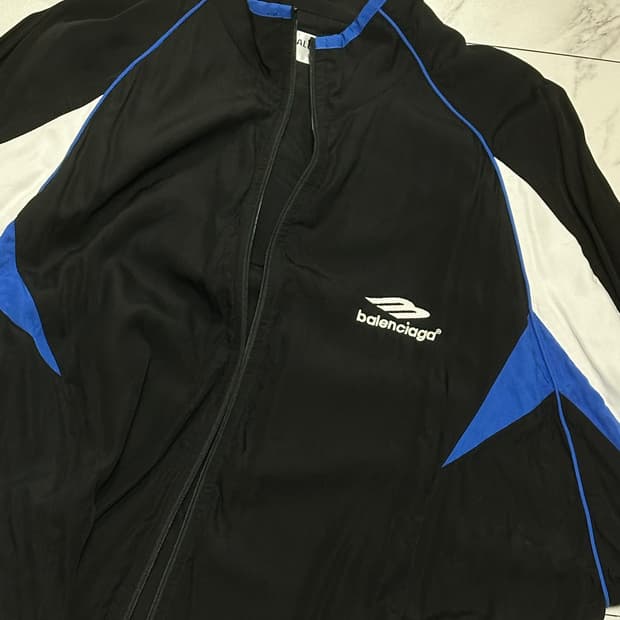 (1) 발렌시아가 3B 스포츠 아이콘 트랙 셔츠 자켓 블랙 블루