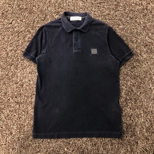 S 스톤아일랜드 슬림 워싱 코튼 PK 반팔 티셔츠