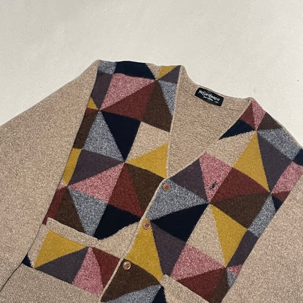 95 입생로랑 컬러 패턴 니트 가디건